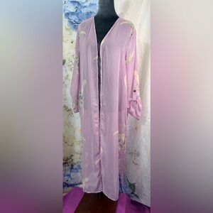 Lavender Floral Women's Kimono Robe Sheer Soft Southwestern cattle skull Floral
